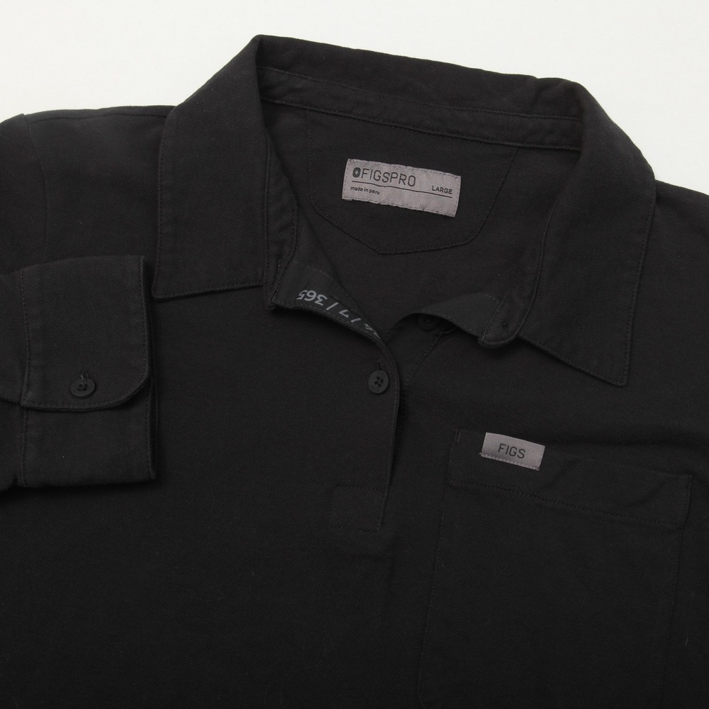 FIGS PRO Black Pima Cotton Long Sleeve Polo Shirt Uniform Top Women's Large